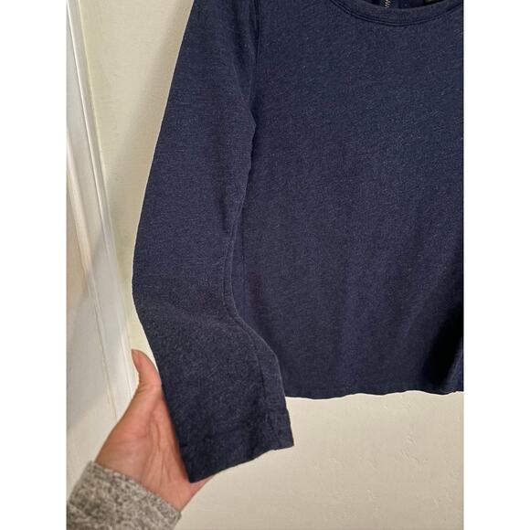 J.Crew Sweatshirt Women's Small Navy Long Sleeve Fleece Pullover Round Neck - Picture 3 of 9